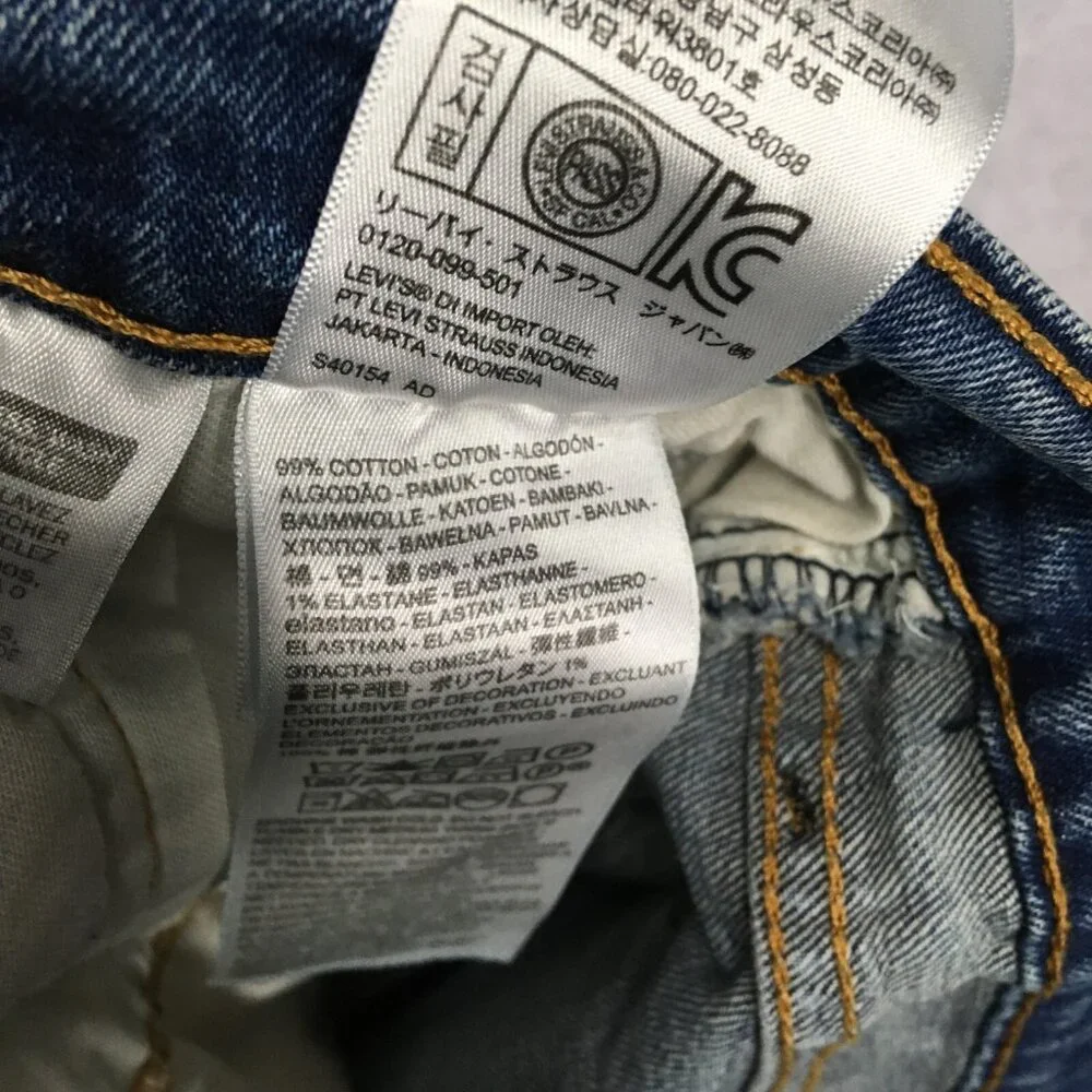 Levis Mens 505 Regular Fit‎ Blue Jeans size 40x30 Zipper Fly Stretch Blend Denim